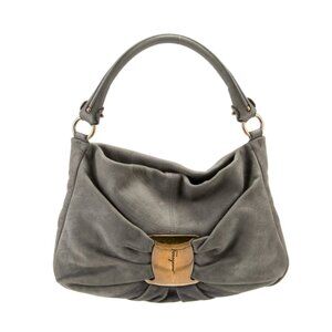 Salvatore Ferragamo Nubuck Shoulder Bag Bow Detail